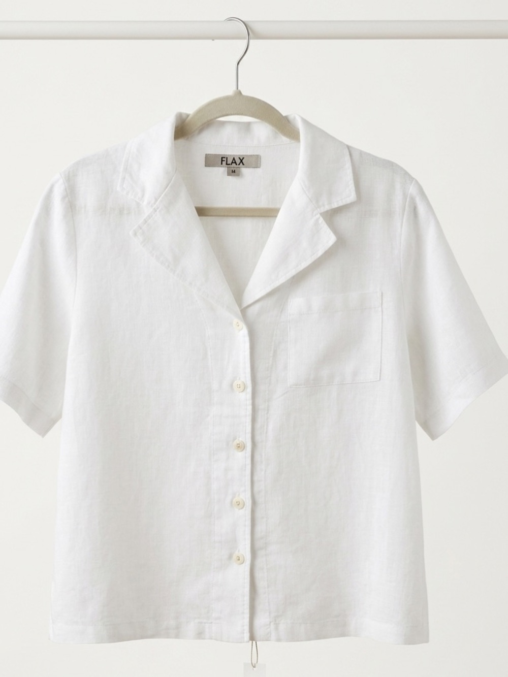Flax White Linen Button-Up Top in light blue